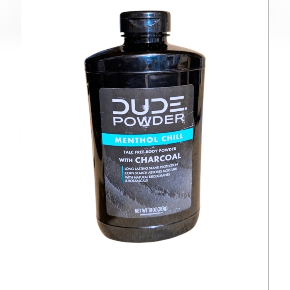 Dude Body Powder Menthol Chill with Charcoal 10 oz Deodorant Absorbs Sweat